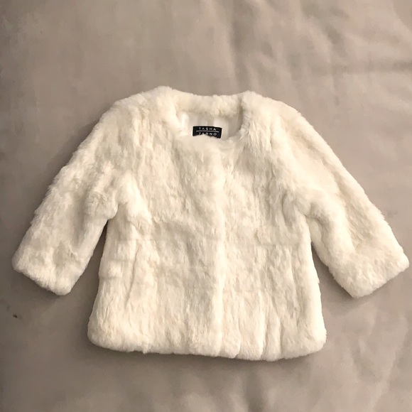 Tasha tarno kids white rabbit fur jacket